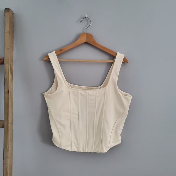 Express Women's Cream Body Contour Bustier Crop Top Size XL - Picture 1 of 6